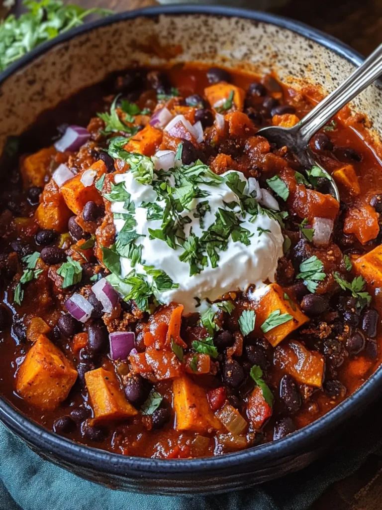 Smoky Sweet Potato and Black Bean Chili with Herby Yogurt Bliss